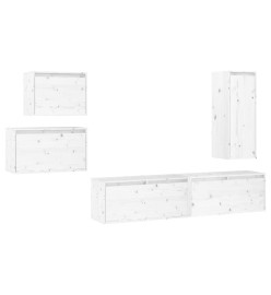 Meubles TV 5 pcs Blanc Bois massif de pin