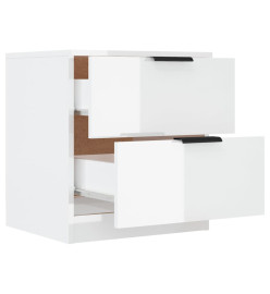 Tables de chevet 2 pcs Blanc brillant Bois d'ingénierie