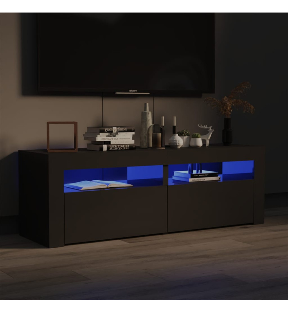 Meuble TV avec lumières LED gris brillant 120x35x40 cm