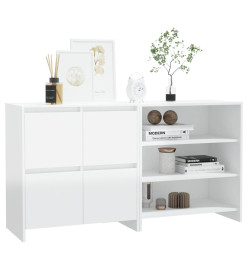 Buffets 2 pcs Blanc brillant Bois d'ingénierie