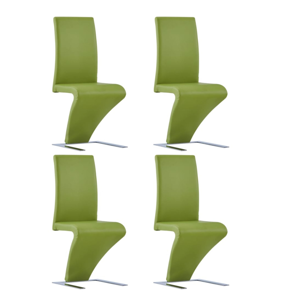 Chaises à manger avec forme de zigzag lot de 4 vert similicuir