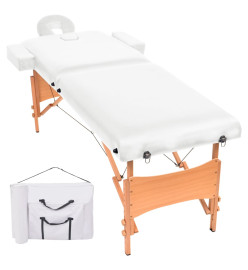 Table de massage pliable à 2 zones 10 cm d'épaisseur Blanc