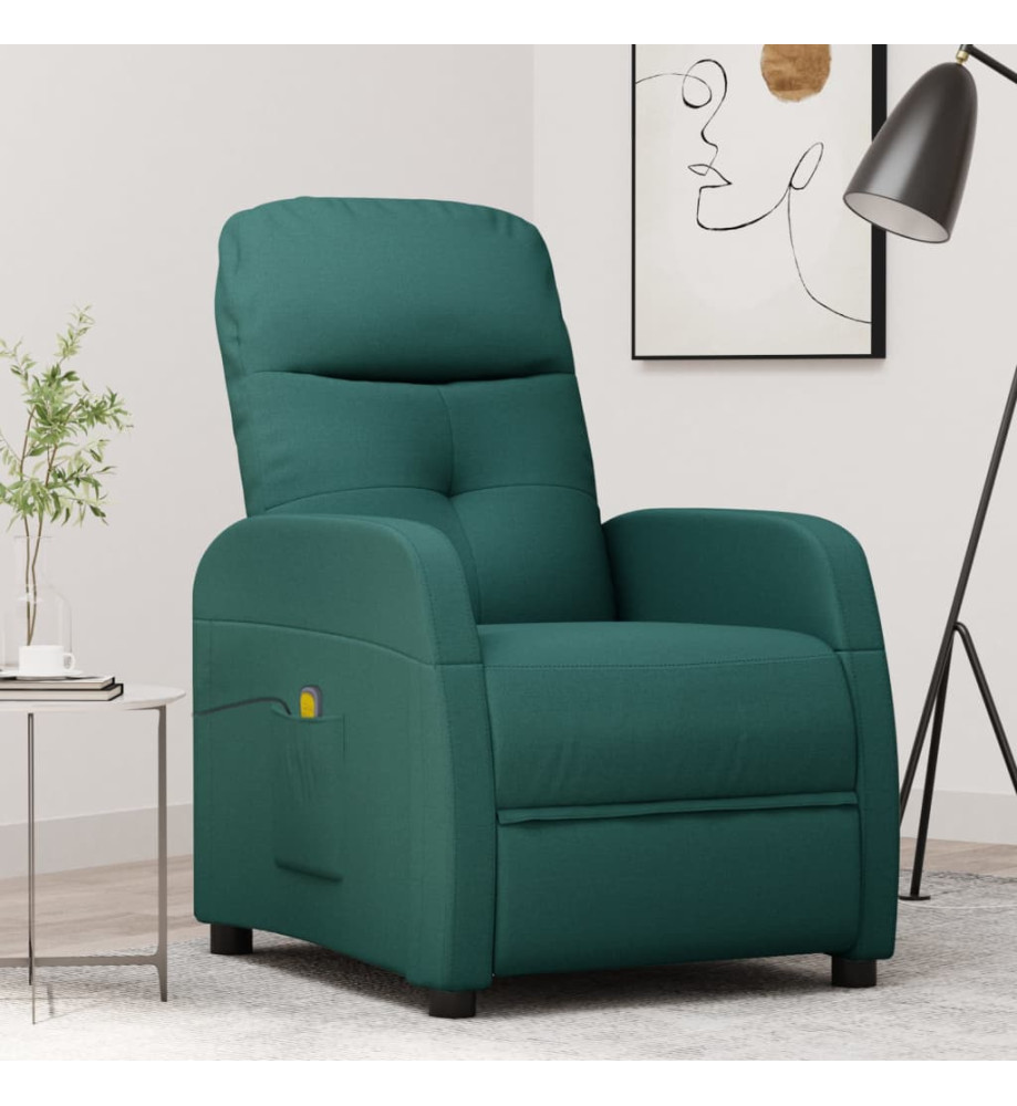 Fauteuil de massage Vert foncé Tissu