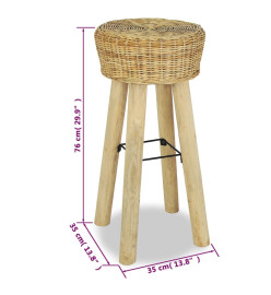 Tabourets de bar lot de 2 rotin naturel