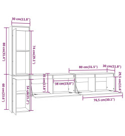 Meubles TV 4 pcs Noir Bois massif de pin