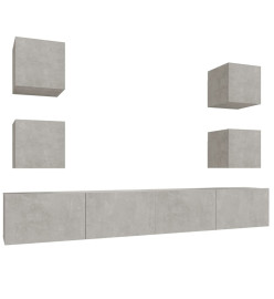 Ensemble de meubles TV 6 pcs Gris béton Bois d'ingénierie