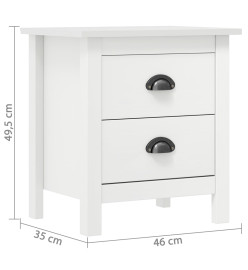 Table de chevet Hill Blanc 46x35x49,5 cm Bois de pin solide