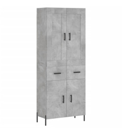 Buffet haut Gris béton 69,5x34x180 cm Bois d'ingénierie