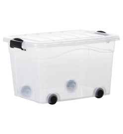 Boîtes de rangement et roues et couvercles 2pcs Transparent 40L