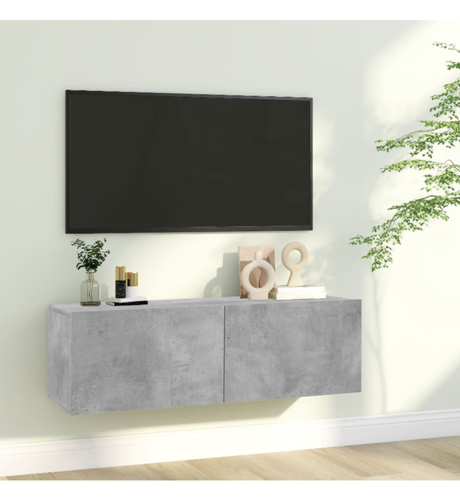 Meuble TV Gris béton 100x30x30 cm Aggloméré