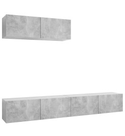 Meubles TV 3 pcs Gris béton Aggloméré