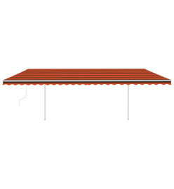 Auvent automatique rétractable et poteaux 6x3m Orange et marron