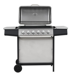 Barbecue au gaz avec 6 zones de cuisson Inox Argenté