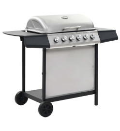 Barbecue au gaz avec 6 zones de cuisson Inox Argenté