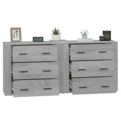 Buffets 2 pcs sonoma gris bois d'ingénierie