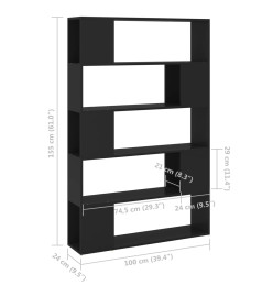 Bibliothèque Séparateur de pièce Noir 100x24x155 cm Aggloméré