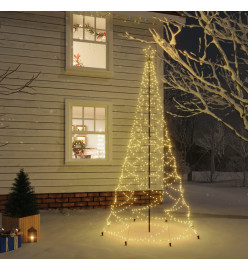 Arbre de Noël avec poteau en métal 500 LED blanches chaudes 3 m