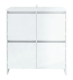 Buffets 2 pcs Blanc brillant 70x41x75 cm Aggloméré