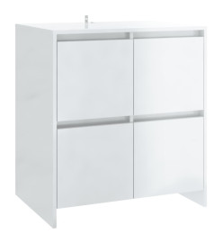 Buffets 2 pcs Blanc brillant 70x41x75 cm Aggloméré