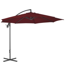 Parasol déporté avec mât en acier 300 cm Rouge bordeaux