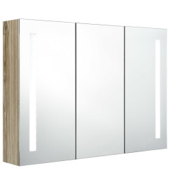 Armoire de salle de bain à miroir LED 89x14x62 cm chêne