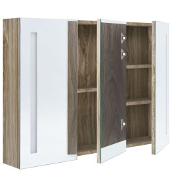 Armoire de salle de bain à miroir LED 89x14x62 cm chêne