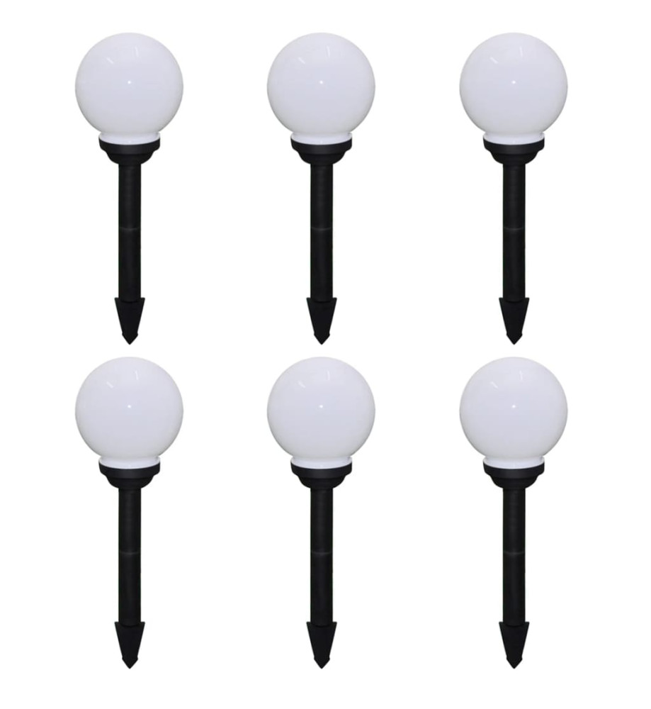 6 pcs Lampes d'allée d'extérieur à LED 20 cm et piquet au sol