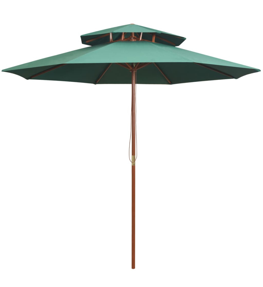 Parasol de terrasse 270 x 270 cm Poteau en bois Vert