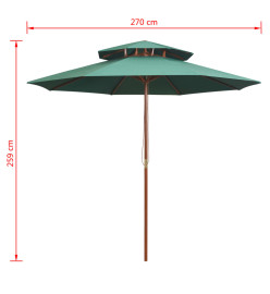 Parasol de terrasse 270 x 270 cm Poteau en bois Vert