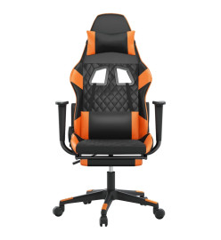 Chaise de jeu avec repose-pied Noir et orange Similicuir