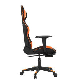 Chaise de jeu avec repose-pied Noir et orange Similicuir