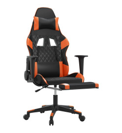 Chaise de jeu avec repose-pied Noir et orange Similicuir