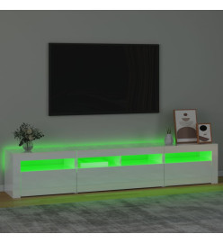 Meuble TV avec lumières LED Blanc brillant 210x35x40 cm