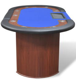 Table de poker pour 10 joueurs avec espace de croupier Bleu