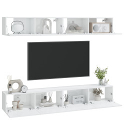 Meubles TV muraux 4 pcs Blanc brillant 100x30x30 cm