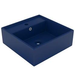 Lavabo carré à trop-plein Bleu foncé mat 41x41 cm Céramique