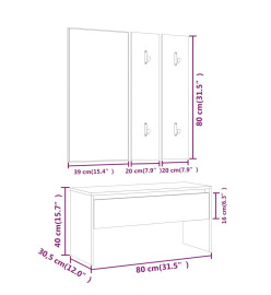 Ensemble de meubles de couloir Blanc brillant Bois d'ingénierie