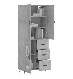 Buffet haut Gris béton 69,5x34x180 cm Bois d'ingénierie