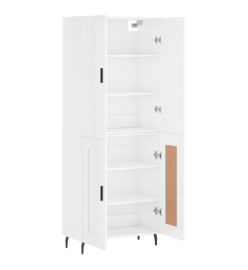 Buffet haut Blanc brillant 69,5x34x180 cm Bois d'ingénierie