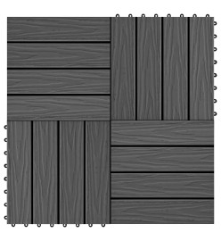 Carreau de terrasse en relief 11 pcs WPC 30x30 cm 1 m² Noir