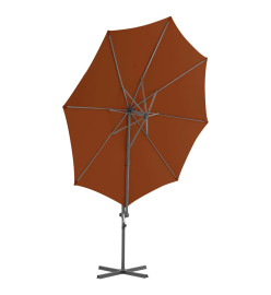 Parasol déporté avec mât en acier Terre cuite 300 cm