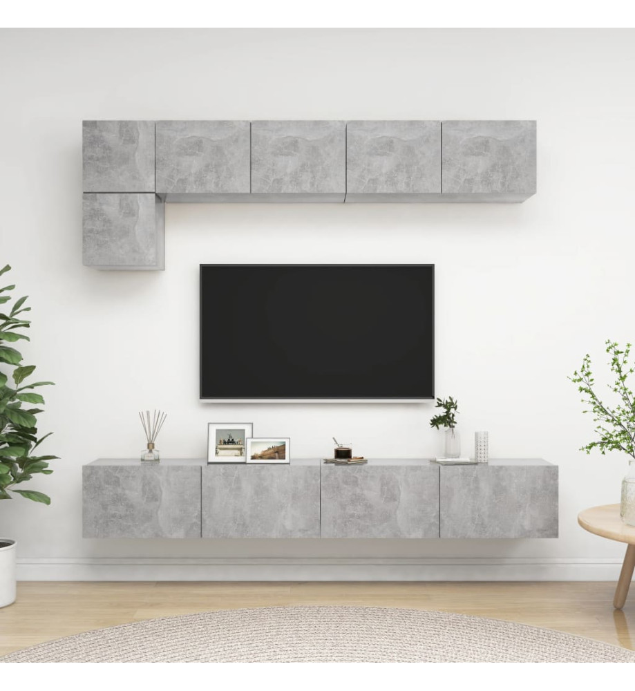 Ensemble de meuble TV 5 pcs Gris béton Aggloméré