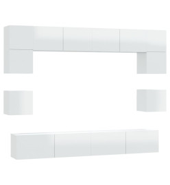 Ensemble de meubles TV 8 pcs Blanc brillant Bois d'ingénierie