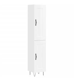 Buffet haut Blanc brillant 34,5x34x180 cm Bois d'ingénierie