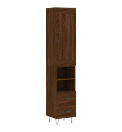 Buffet haut Chêne marron 34,5x34x180 cm Bois d'ingénierie