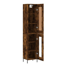 Buffet haut Chêne fumé 34,5x34x180 cm Bois d'ingénierie