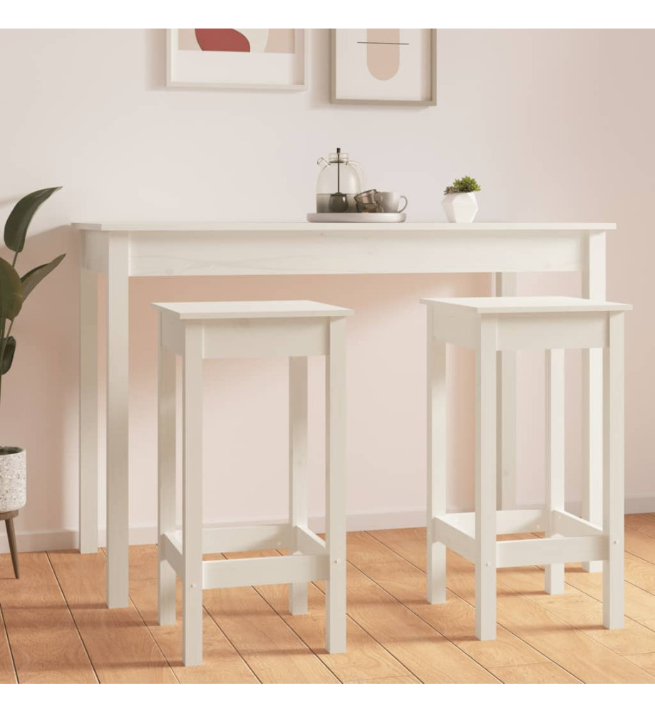 Tabourets de bar 2 pcs blanc 40x40x78 cm bois massif de pin