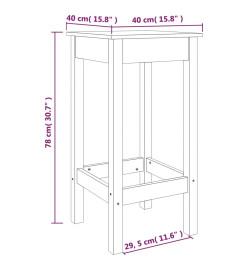 Tabourets de bar 2 pcs blanc 40x40x78 cm bois massif de pin