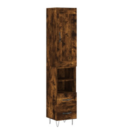 Buffet haut Chêne fumé 34,5x34x180 cm Bois d'ingénierie