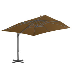 Parasol en porte-à-faux avec mât en aluminium 300x300 cm Taupe